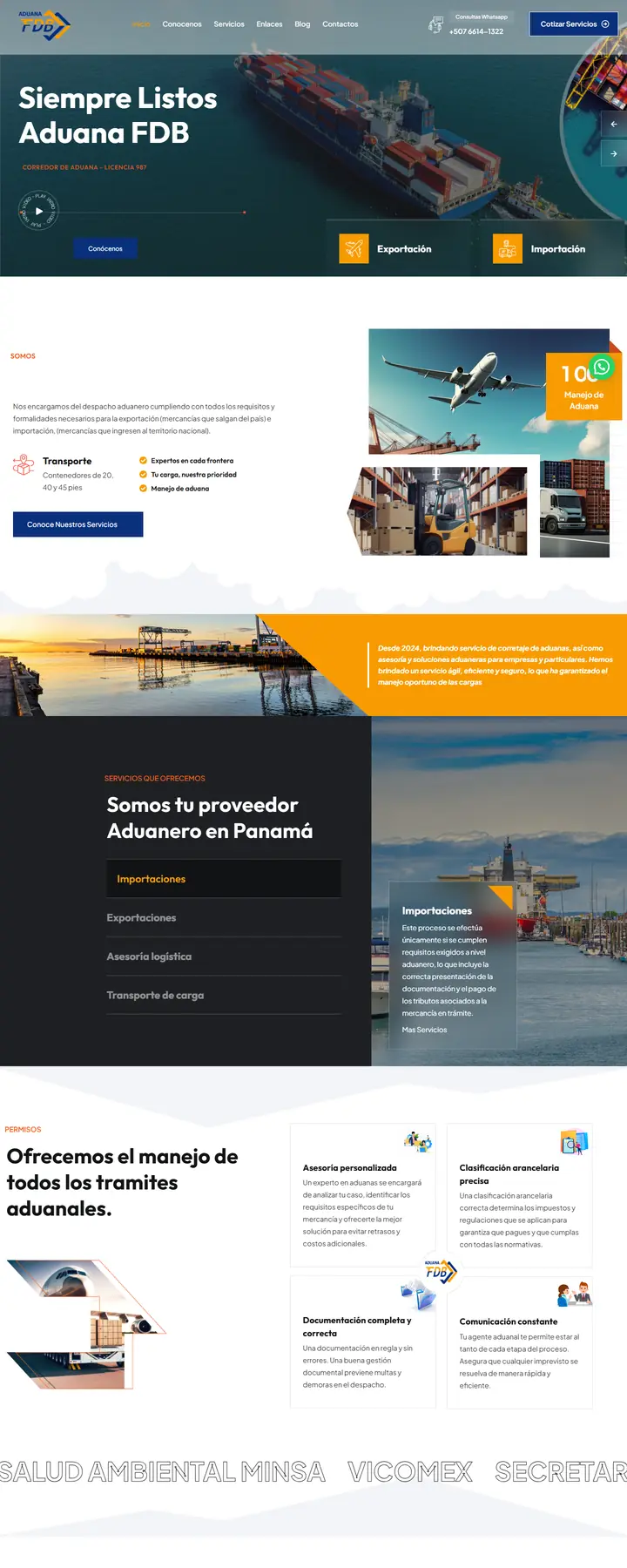 Diseño de la página web de Aduana FDB