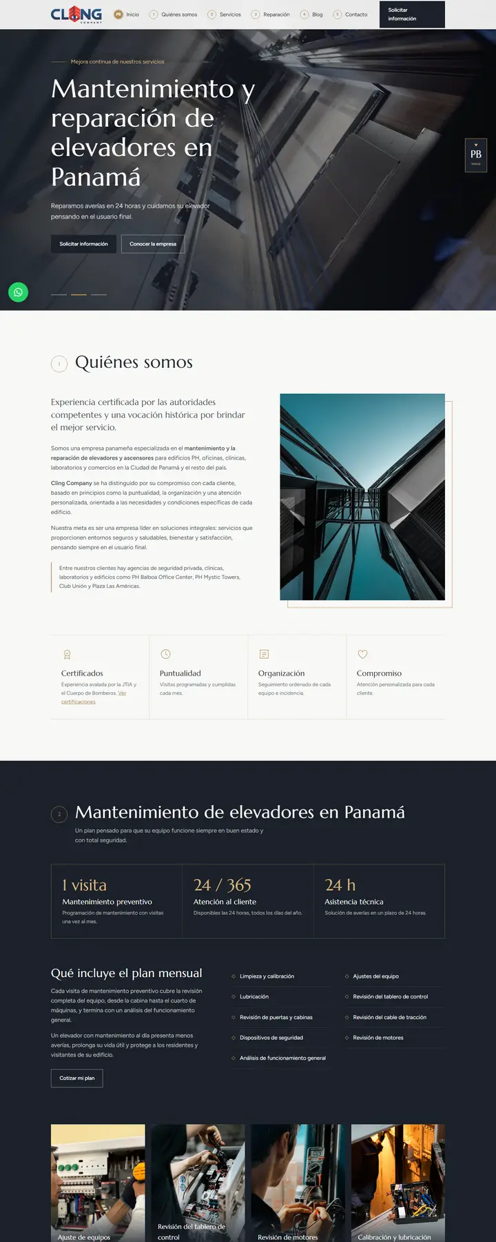 Diseño de la página web de Cling Company