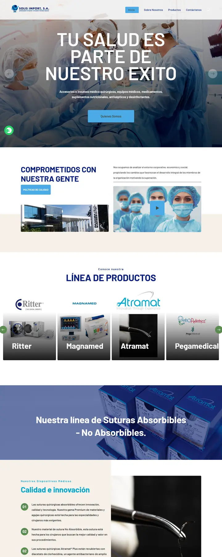 Diseño de la página web de Solis Import S.A.